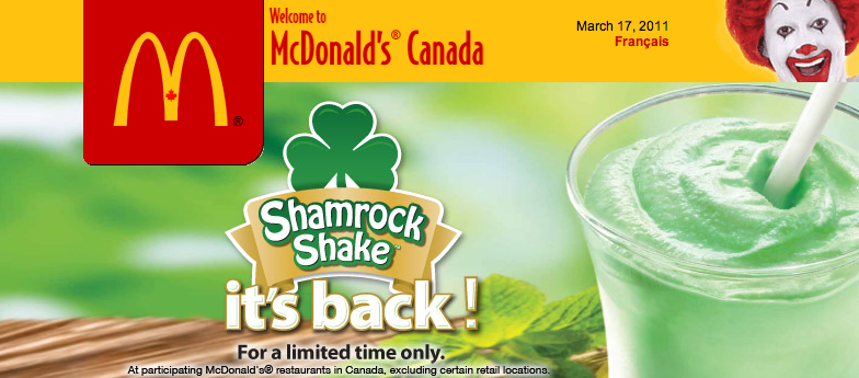 The shamrock shake is a mint