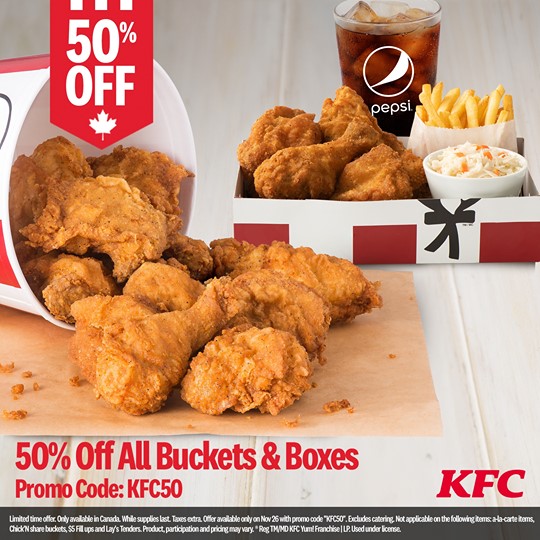 kfc canada boxes order monday buckets deal foodology coupon cyber amazing event