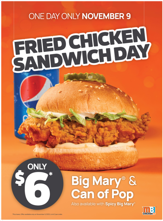 Mary Brown’s Chicken National Fried Chicken Sandwich Day with a