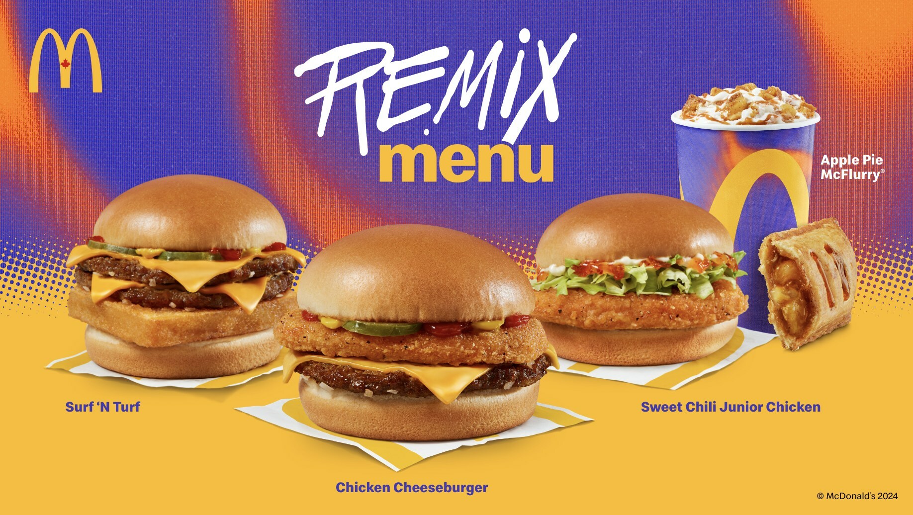 McDonalds Canada New Chicken Cheeseburger, Surf 'N Turf Burger, Sweet