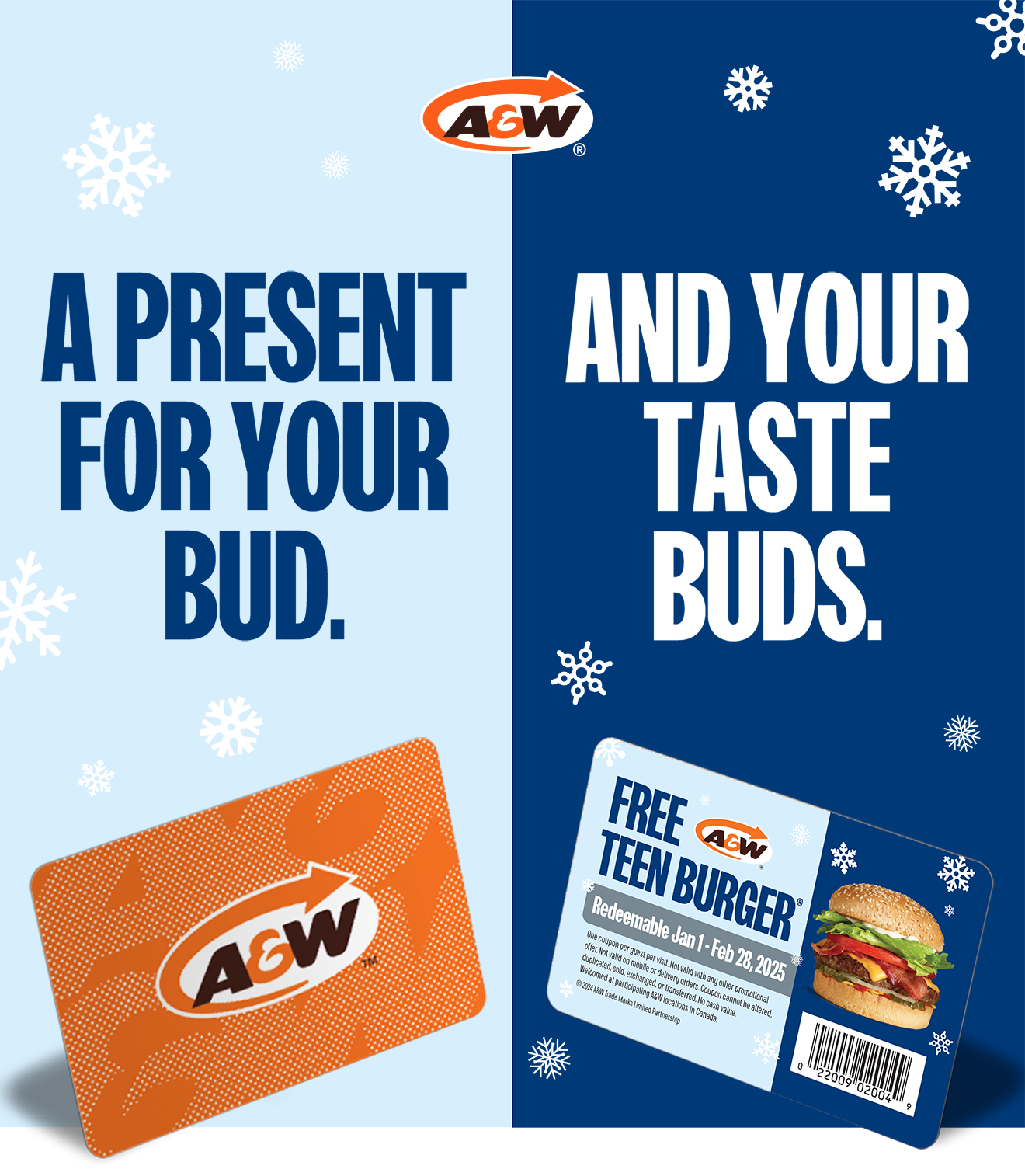 Treat Yourself to a Free Teen Burger with A&W’s Holiday Gift Card Promotion